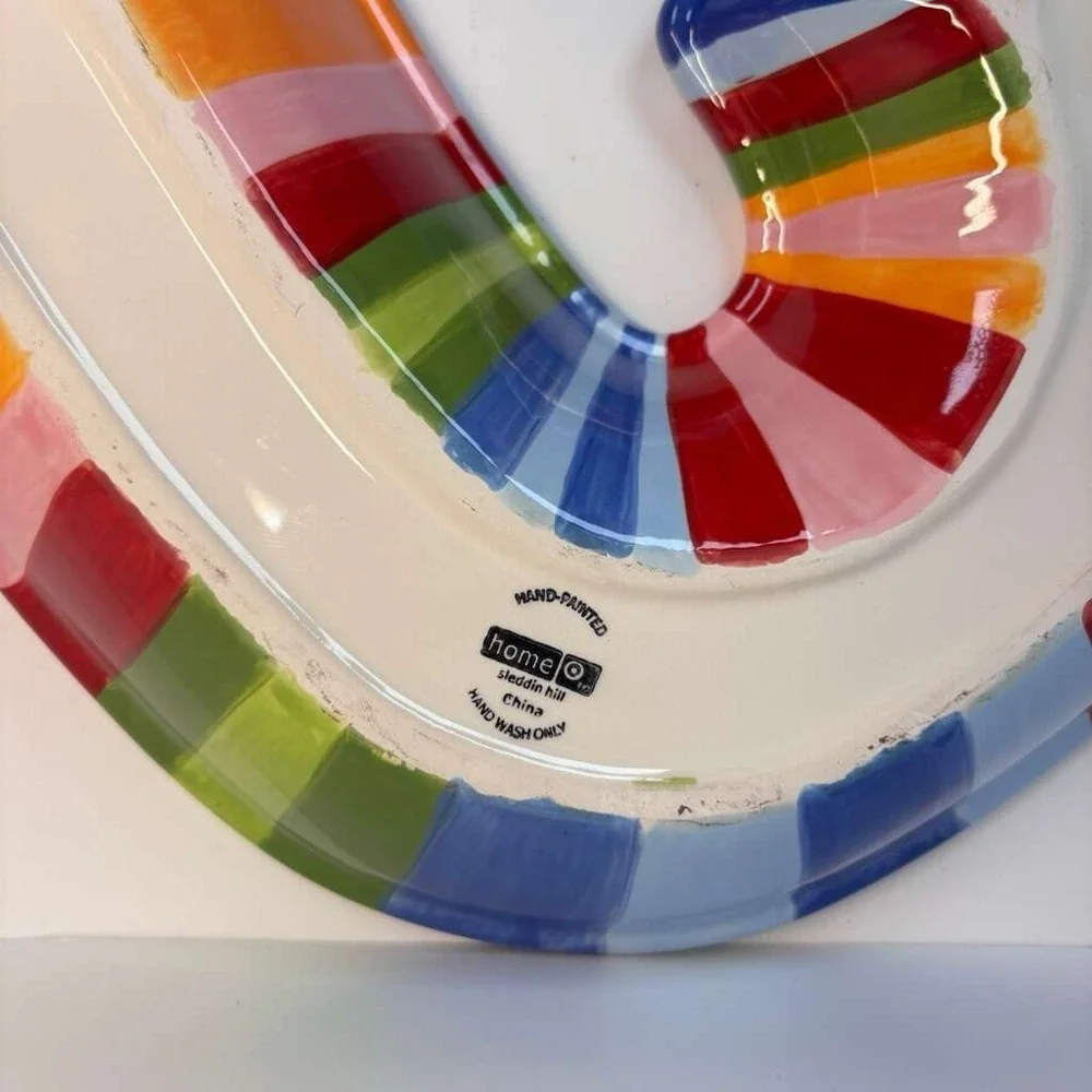 Target Multi-striped Hand Painted Candy-cane‎ Ceramic Serving Tray 18